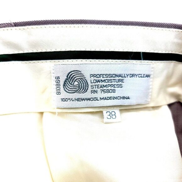 Greg Peters Gray Beige No Belt Loops Wool Pleated Cuffed Dress Pants 34/27 High - Picture 4 of 6